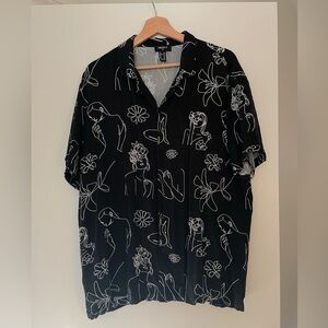 Black Graphic Men's Button Up